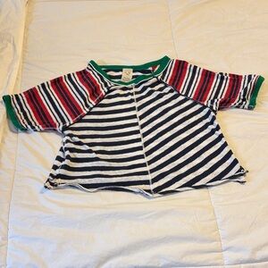 We The Free Striped, cropped striped Tee - Red, Blue, Green